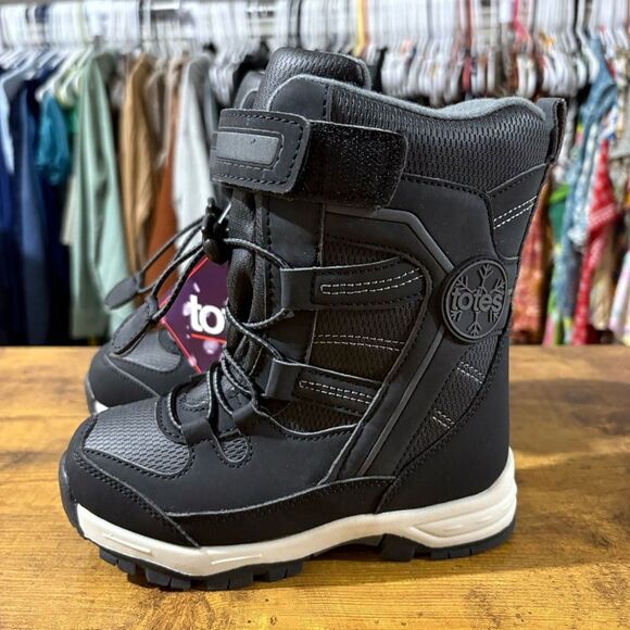 Totes Boys Asher Waterproof Insulated Winter Boots in Black NWT 11 - Picture 4 of 7